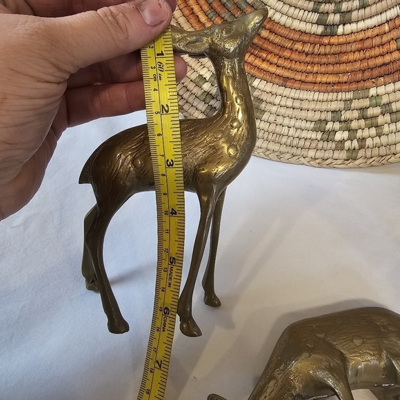 Set Of Three Brass Vintage Deer Decor Sculpture Figure MCM Animal - Picture 7 of 8